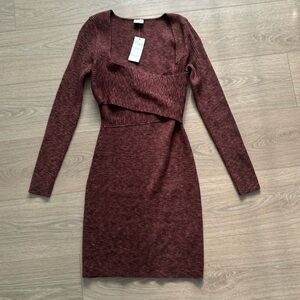 Abercrombie Long-Sleeve Wrap-Front Mini Sweater Dress.